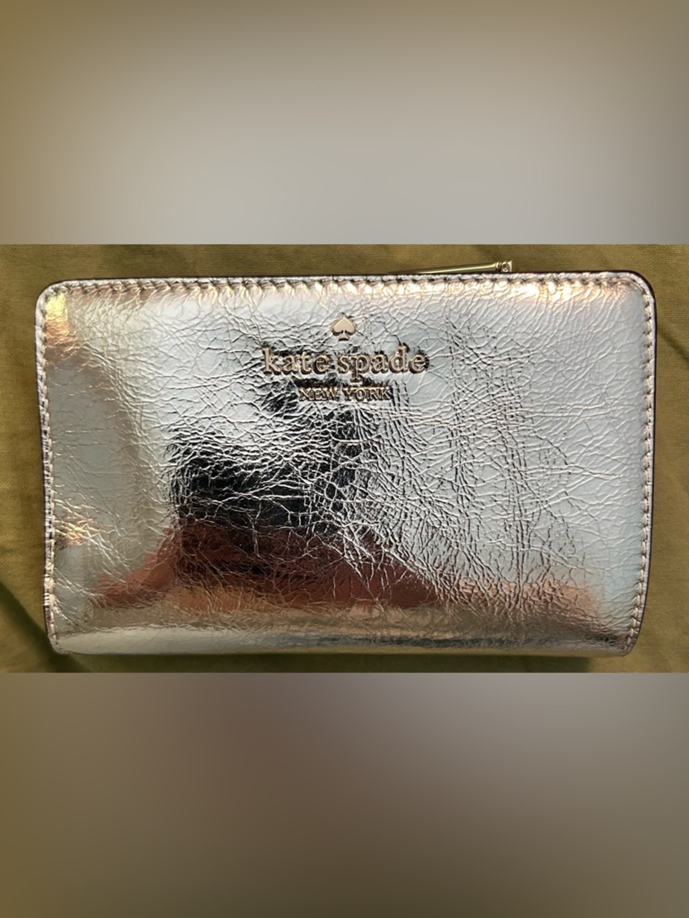 kate spade Silver Metallic Zip Wallet